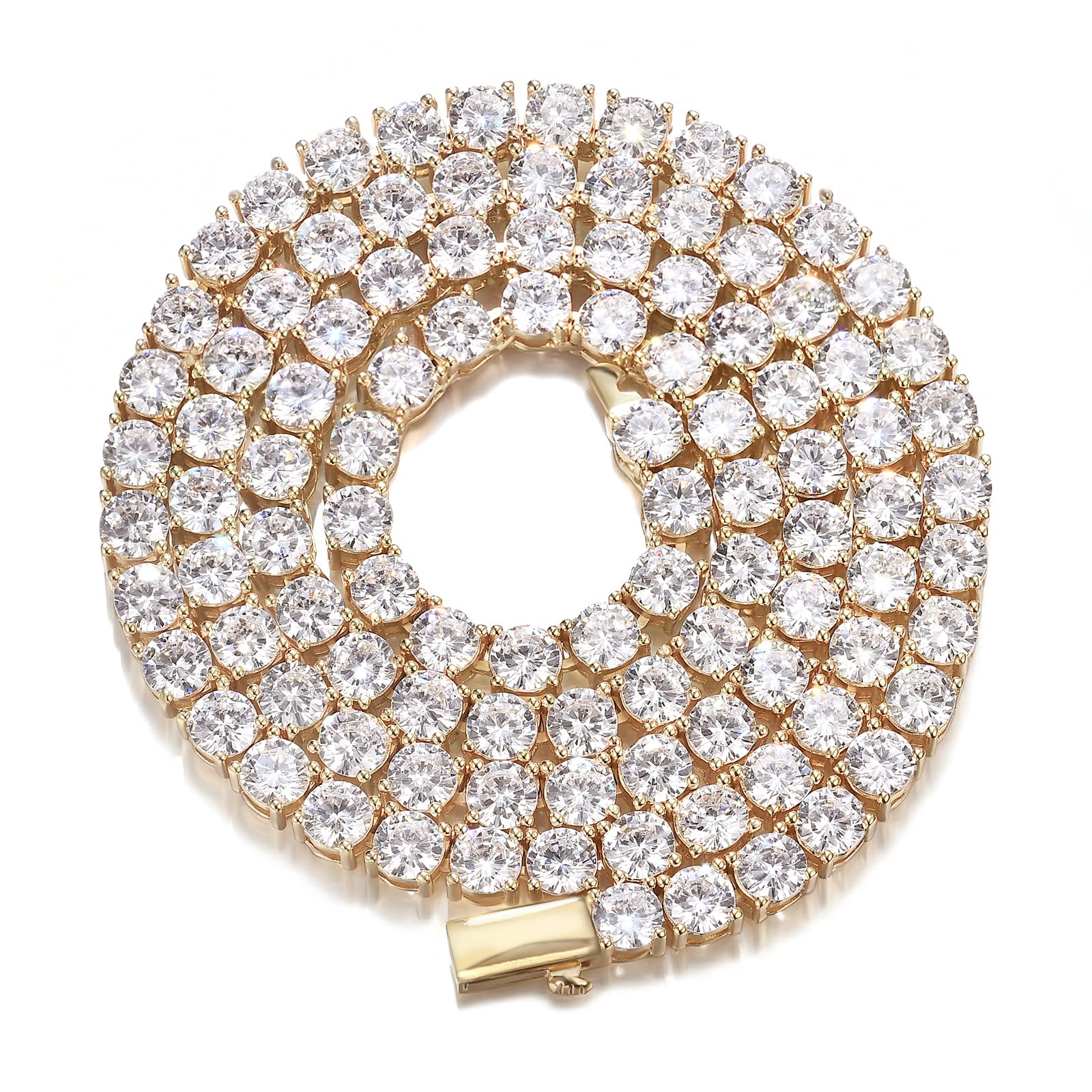 Hip Hop 1 Row 4 Prong Tennis Chain AAA CZ Stone 3/4/5/6MM Bling Iced Out Gold P image 5