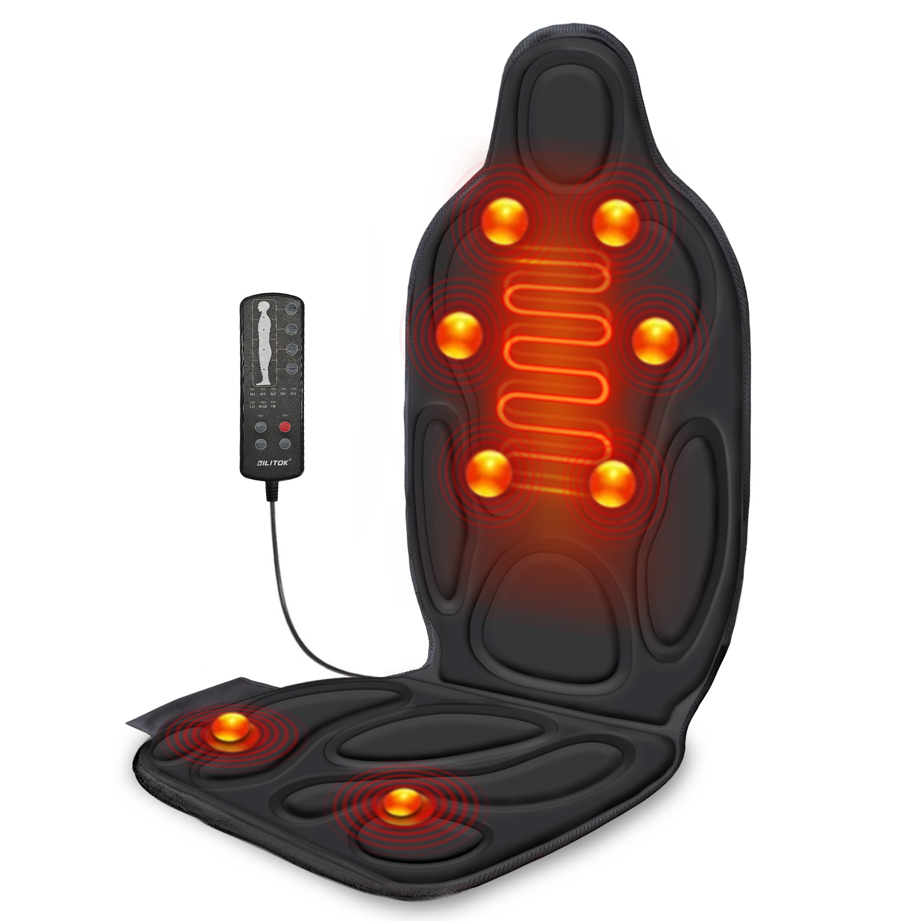 Vibration Massage Seat Cushion with Heat, 6 Vibrating Motors, Back Massager for image 2