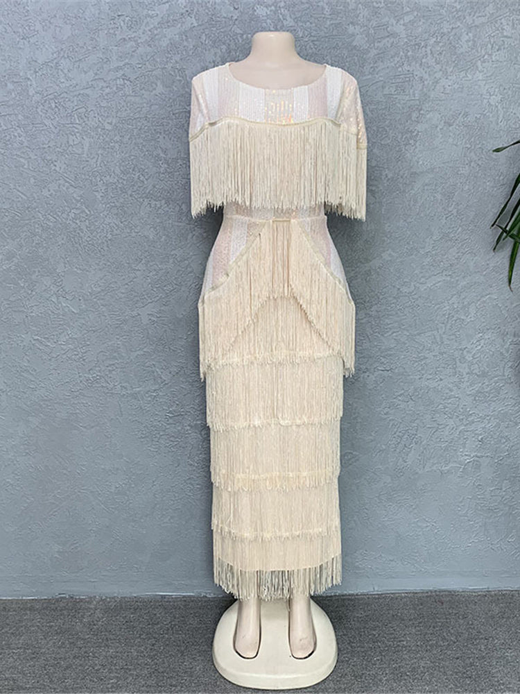 Elegant Party Dresses For Women 2024 Summer Tassel Bodycon Maxi Robe Dashiki Af image 4