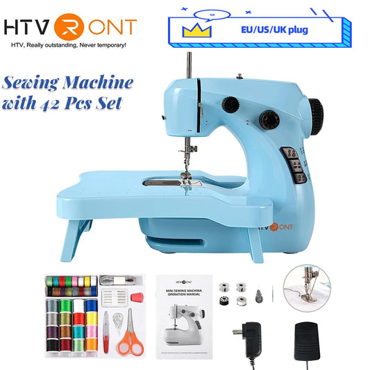 HTVRONT Mini Electric Sewing Machine for Beginners with 42 Pcs Set Portable Hou image 0