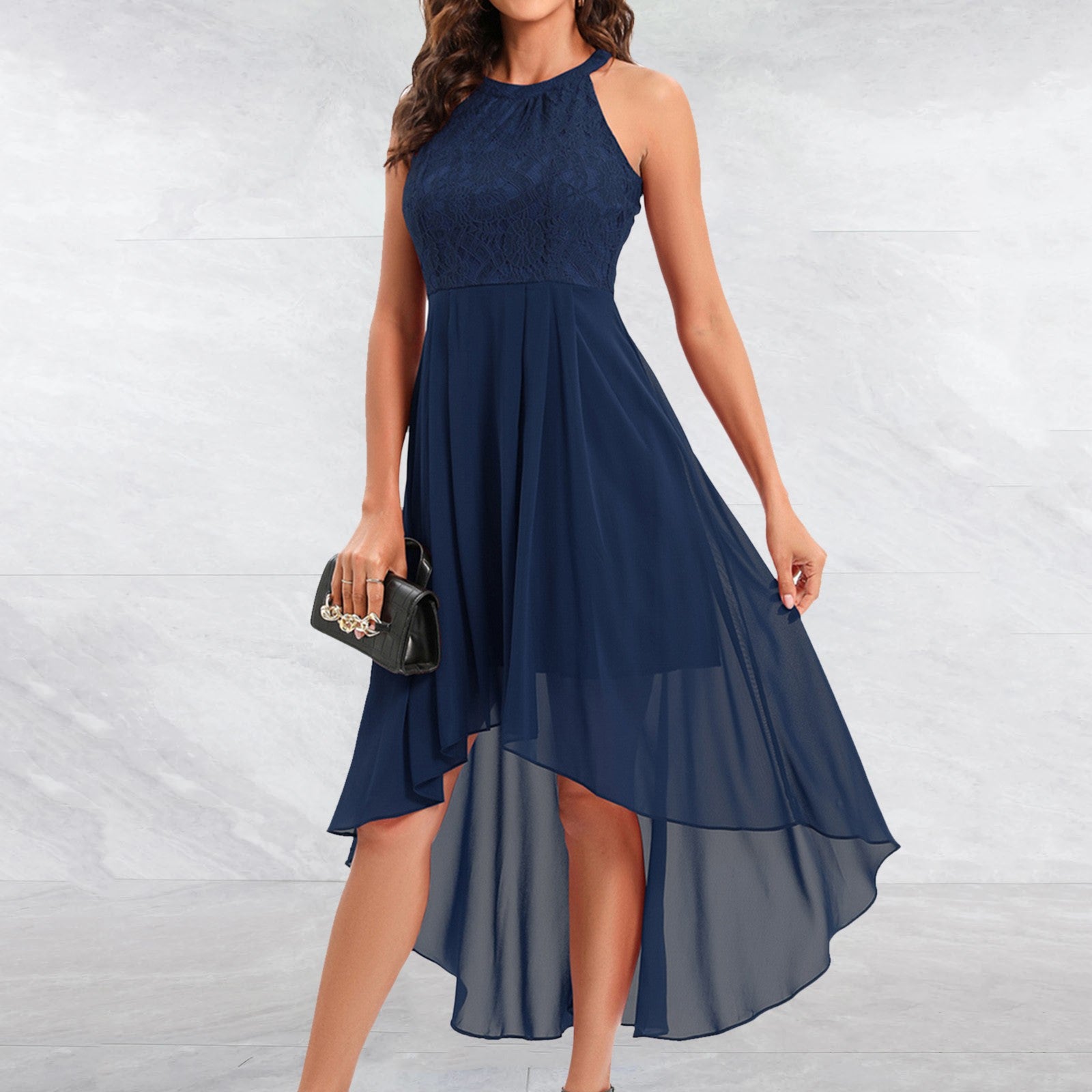 Elegant Lace Chiffon Party A Line Dresses Women Sexy Off Shoulder Irregular For image 3