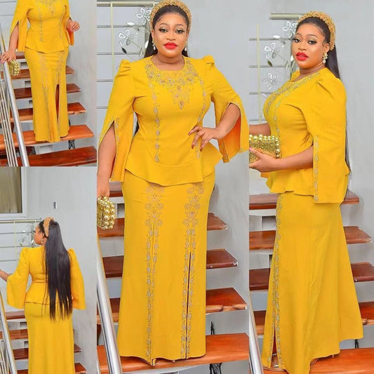 2 PCS Sets Tops Skirts Suits Plus Size Turkey Wedding Party Dresses for Women D image 0