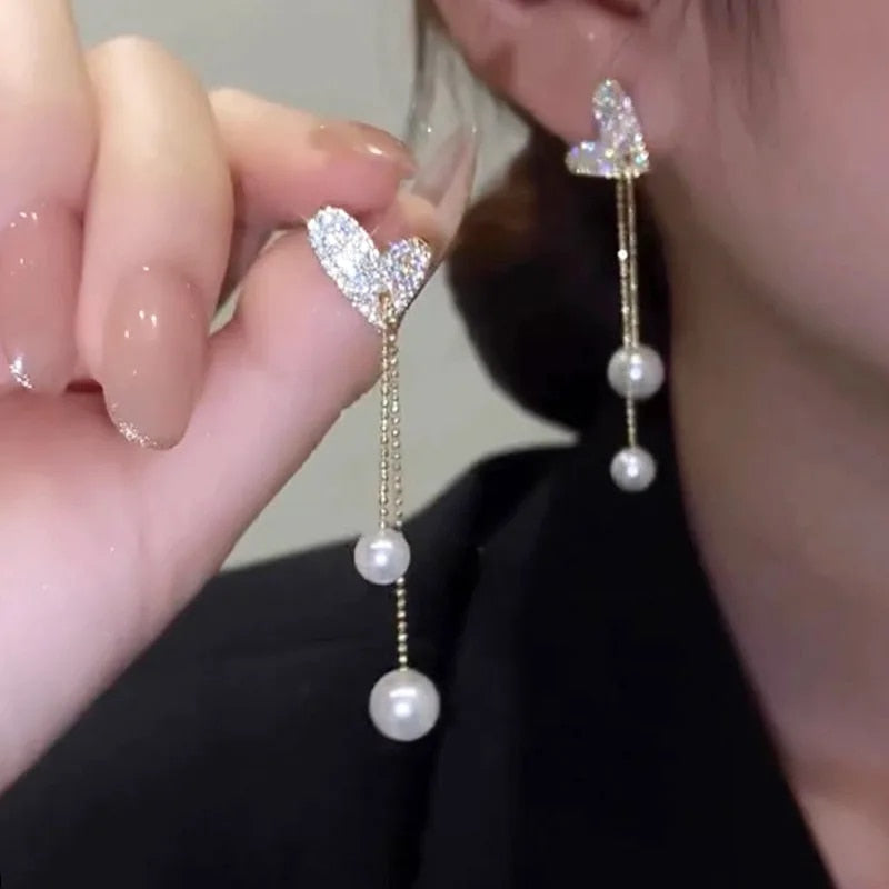 Zircon Wheat Tassel Pendant Gold Color U-shaped Earrings for Women 2023 New Fas image 21