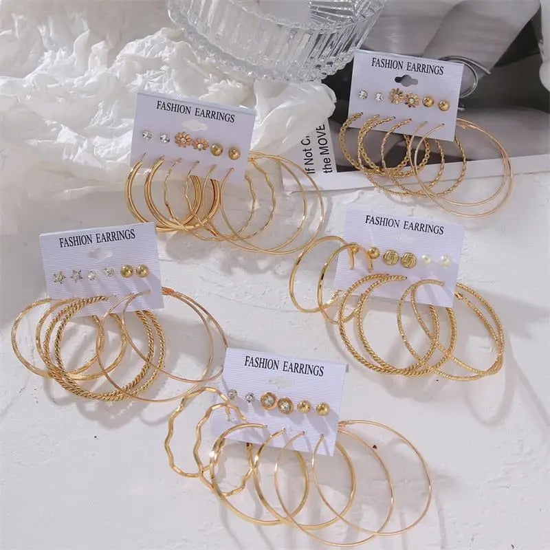 FNIO Statement Gold Color Big Bamboo Circle Hoop Earrings For Women Hip Hop Ear image 30