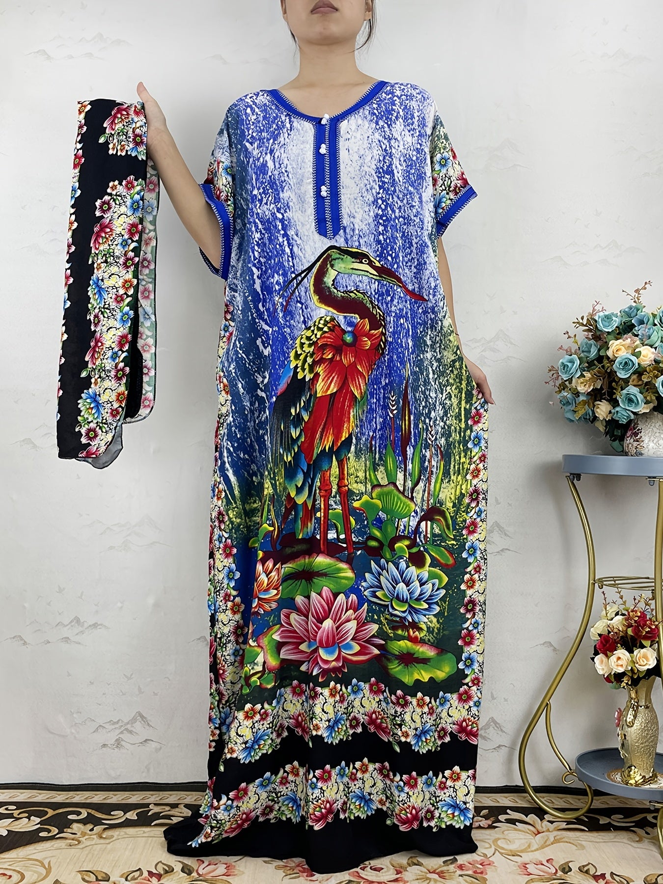 African PlusSize Caftan Traditional Dress Abaya For Women's Kaftan African Beac image 0