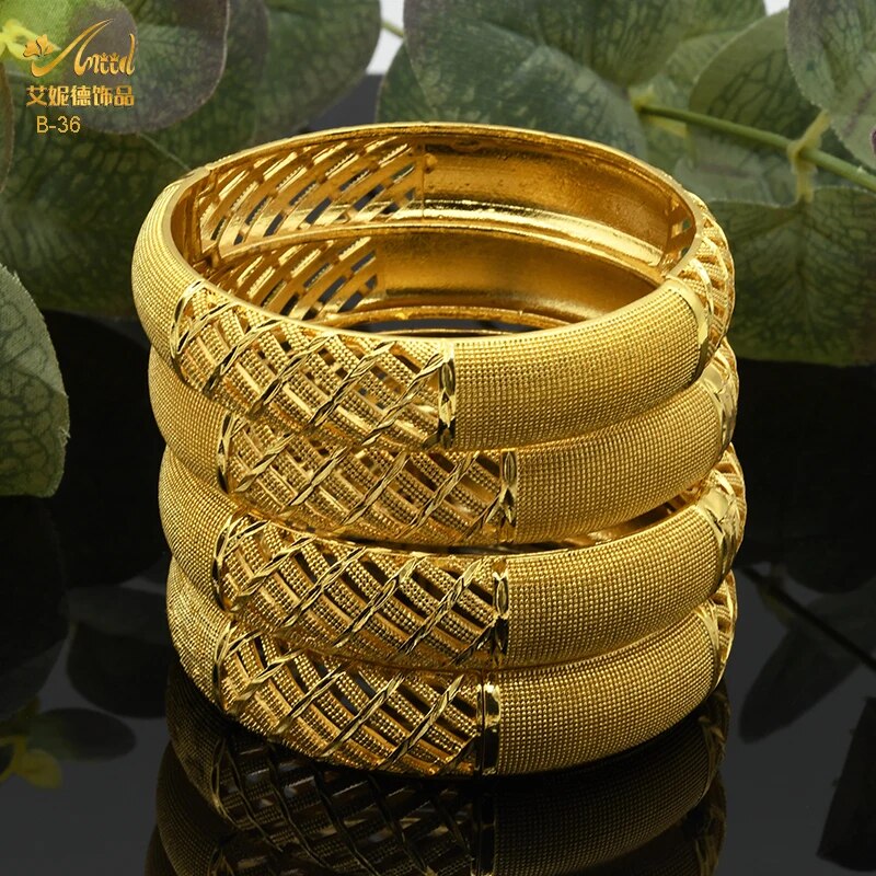 ANIID Dubai Bangles 24K Gold Color African Bracelet For Women Wholesale Designe image 32