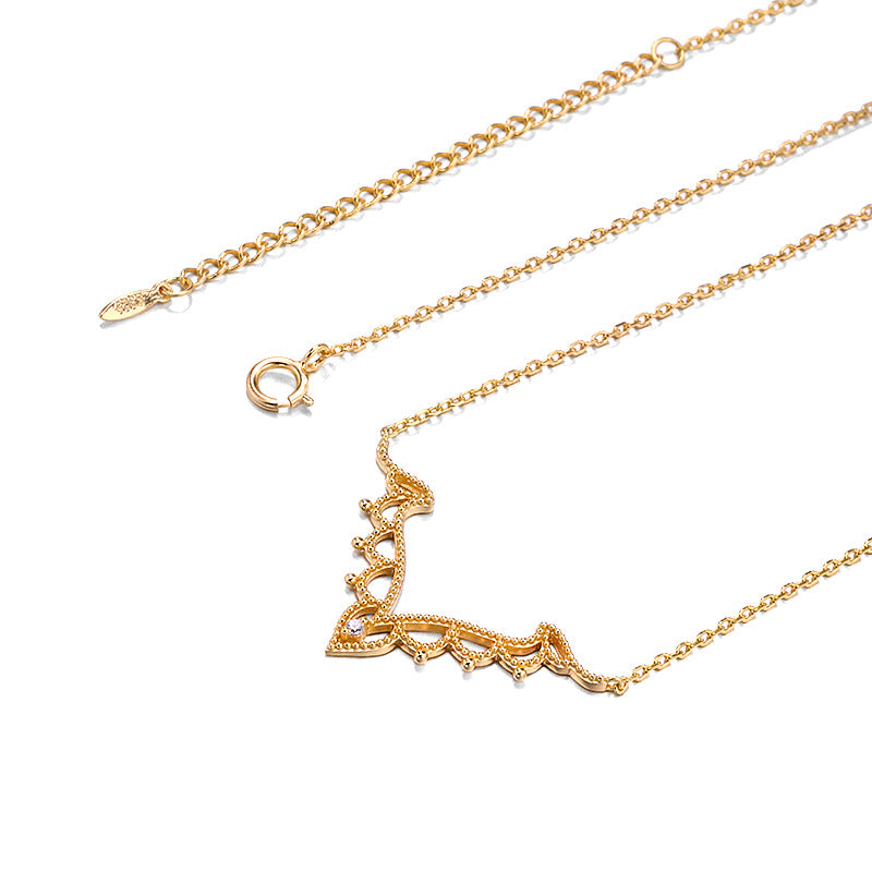 LAMOON Vintage Necklace For Women Zircon S925 Silver K Gold Plated Chain Weddin image 2