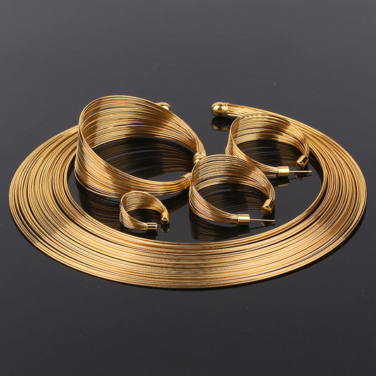 African Style Tribal Handmade Gold Plated Jewelry Suit for Bridal Wedding Neckl image 0