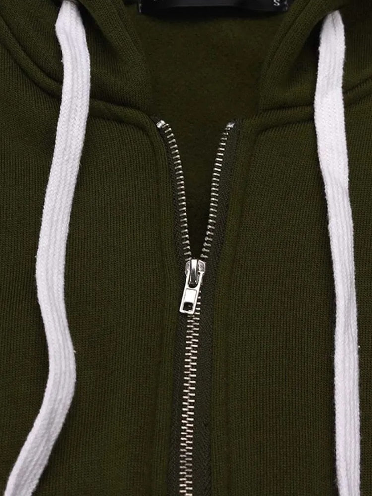 Once 2023 Casual Women Long Hoodies Sweatshirt Coat Zip Up Outer Wears Hooded J image 9