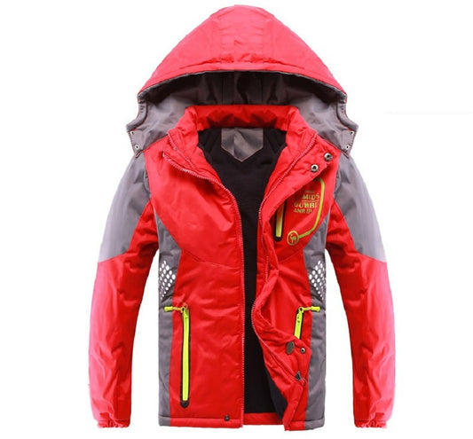 Waterproof Girls Boys Rain Jacket Patchwork Print Kids Outfits Fleece Child Coa image 0