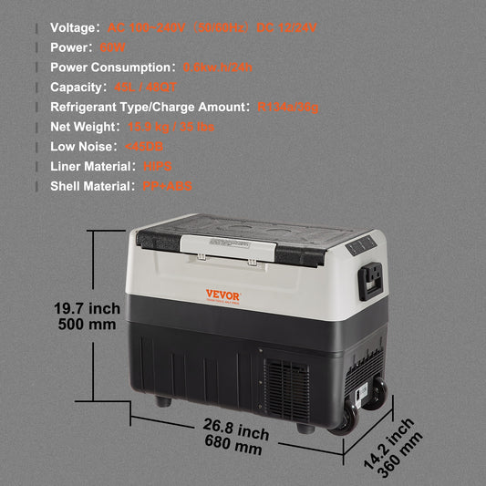 VEVOR 35L 45L 55L Car Refrigerator Mini Fridge Freezer Portable Compressor Cool image 0
