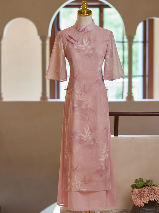 2024 vietnam style fairy dainty gauze aodai dress retro student campus outdoor  image 0