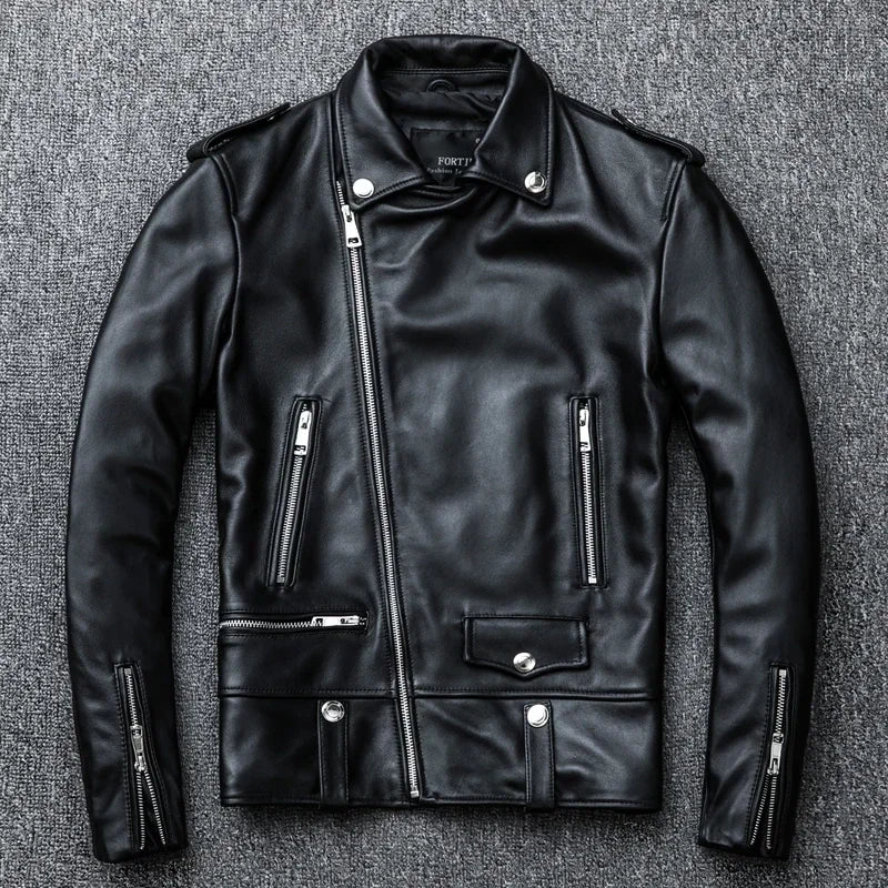 Spring Classical Perfecto Jacket Genuine Leather Motorcycle Jackets Men New Zea image 2