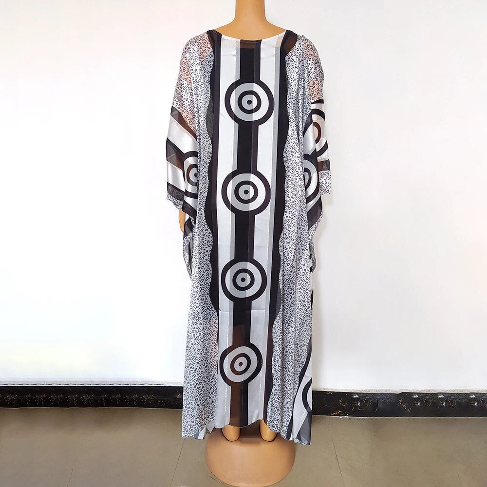 Fashion 2023 Nigerian Elegant Clothing Abaya Muslim Dress Leopard Geometry Dash image 3