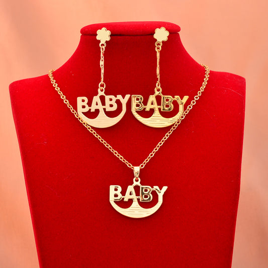Dubai Gold Color Letter Blessing Jewelry Sets For Women African Wedding Necklac image 0