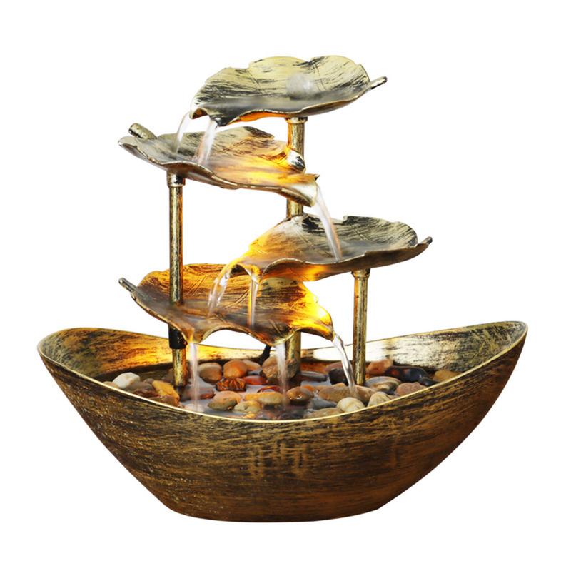 Tabletop Fountain Waterfall Fountain For Indoor Decor Water Over Sailing Lotus image 4
