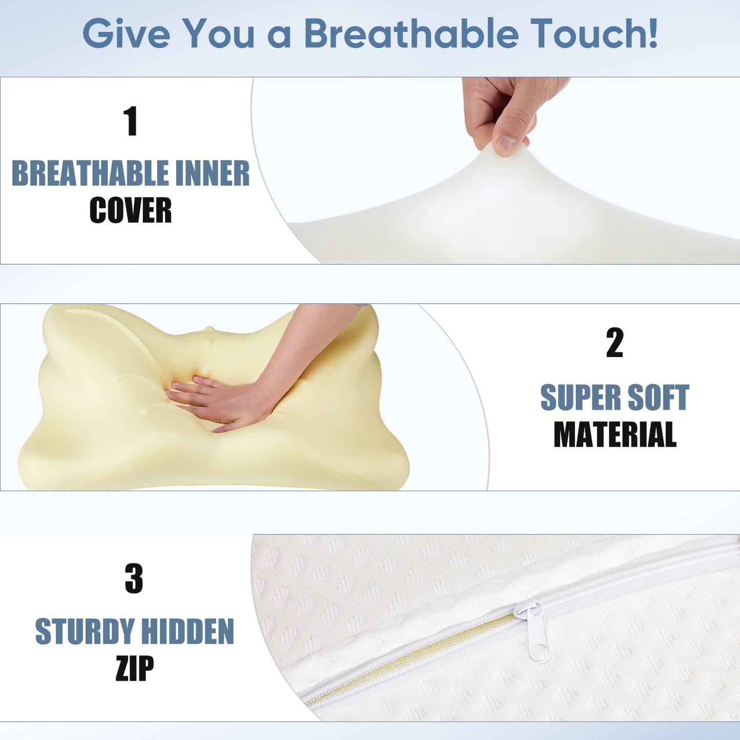 JHK Ergonomic Cervical Contour Neck Pillows For Neck Pain Relief Memory Foam Be image 4