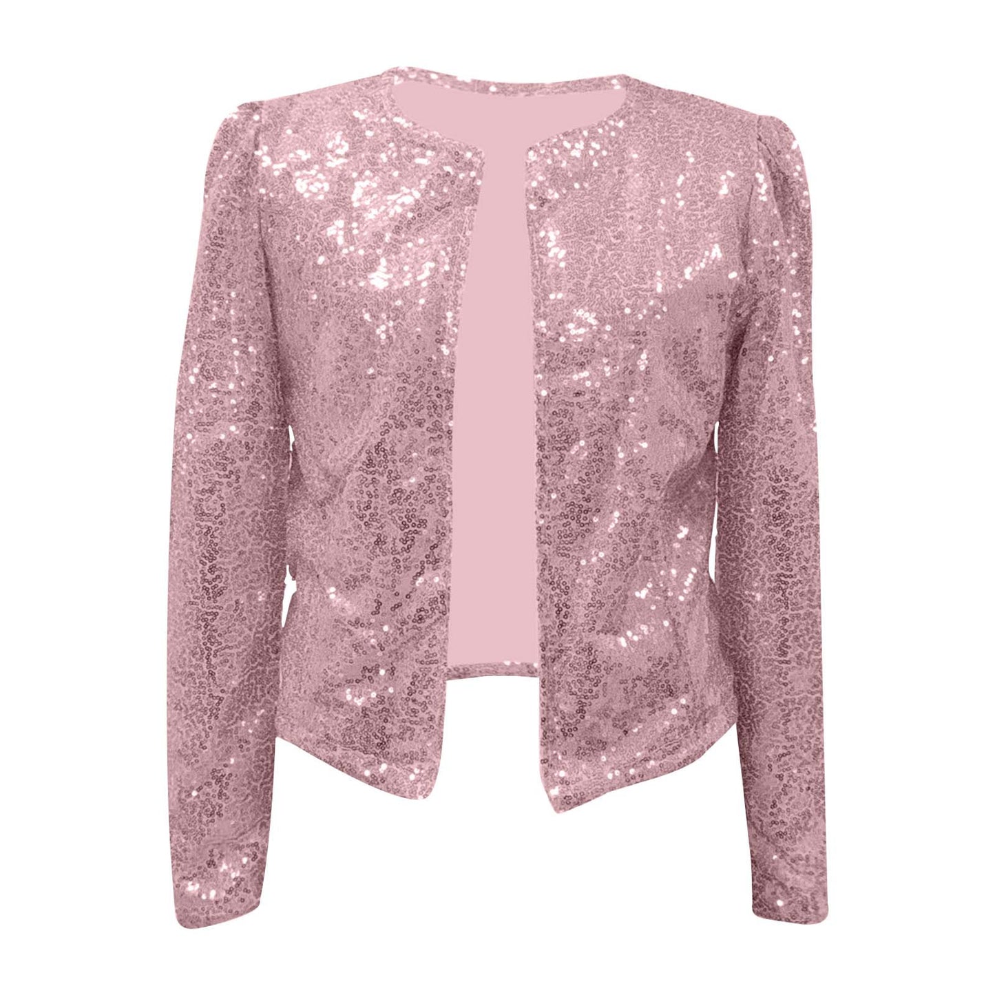 Elegant Women Jackets Long Sleeves Party Blazer Cardigan Sequin Open Front Crop image 2