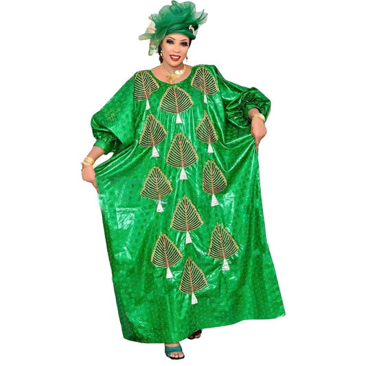 African Plus Size Kaftan Dress Emboridered Full Gown Nightdress Party Casual Dr image 0