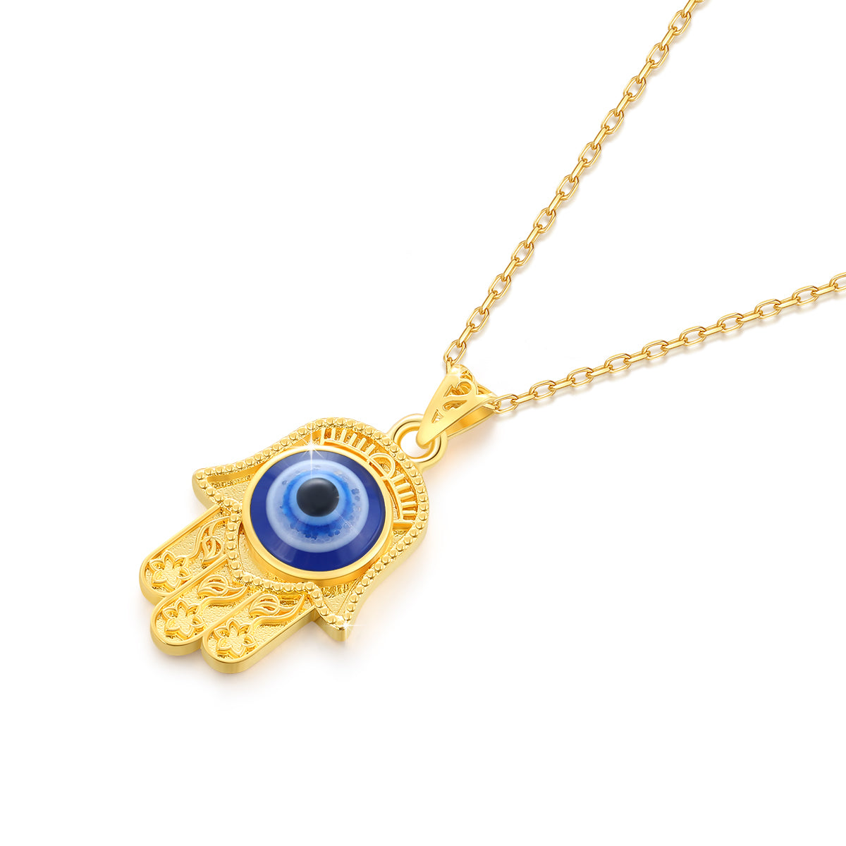 Szjinao 100% 18k Real Gold Evil Eye Necklace Hand Luxury Design With K Gold Cer image 7