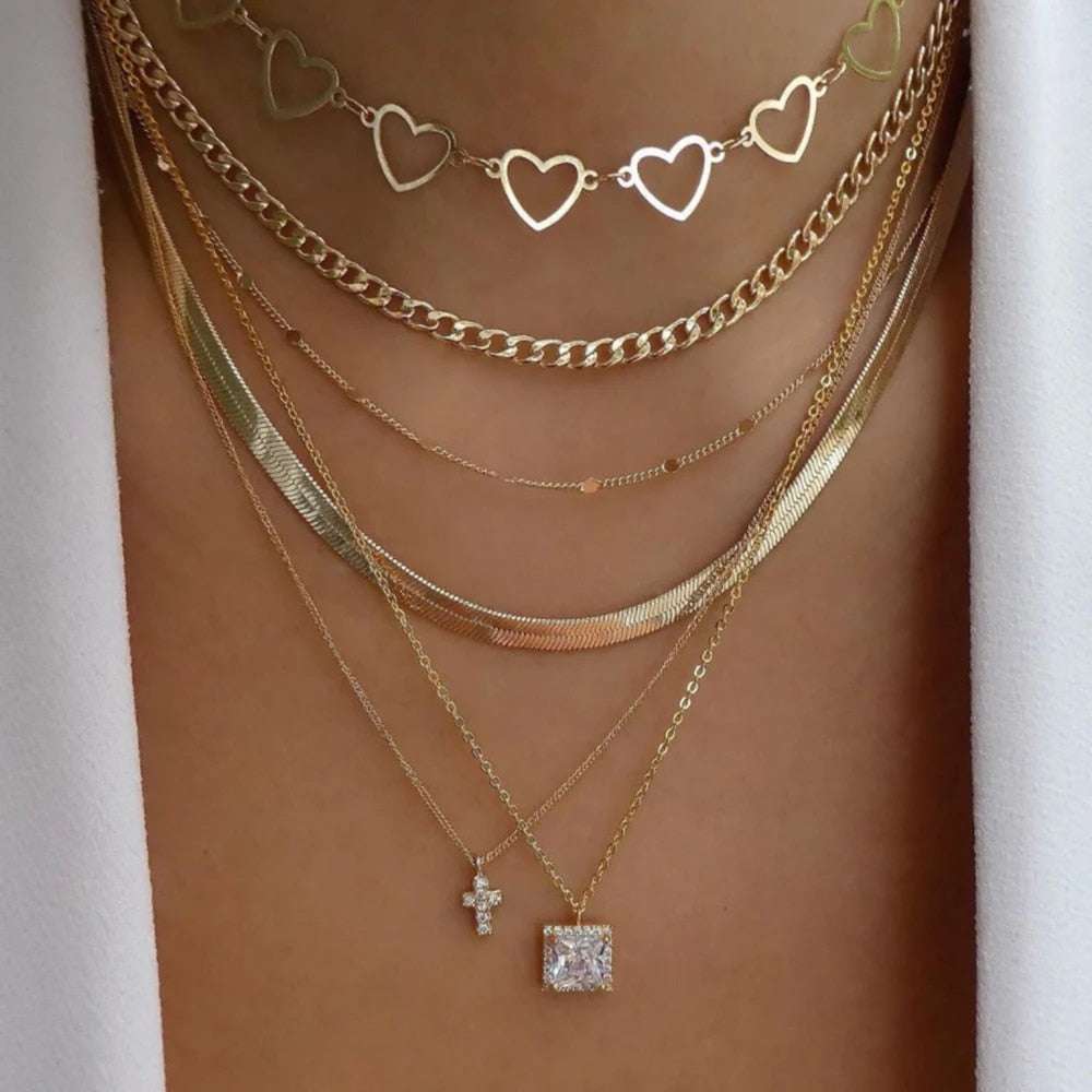 bls-miracle Bohemia Gold Color Multiple Styles Necklace For Women Trendy Multi- image 0