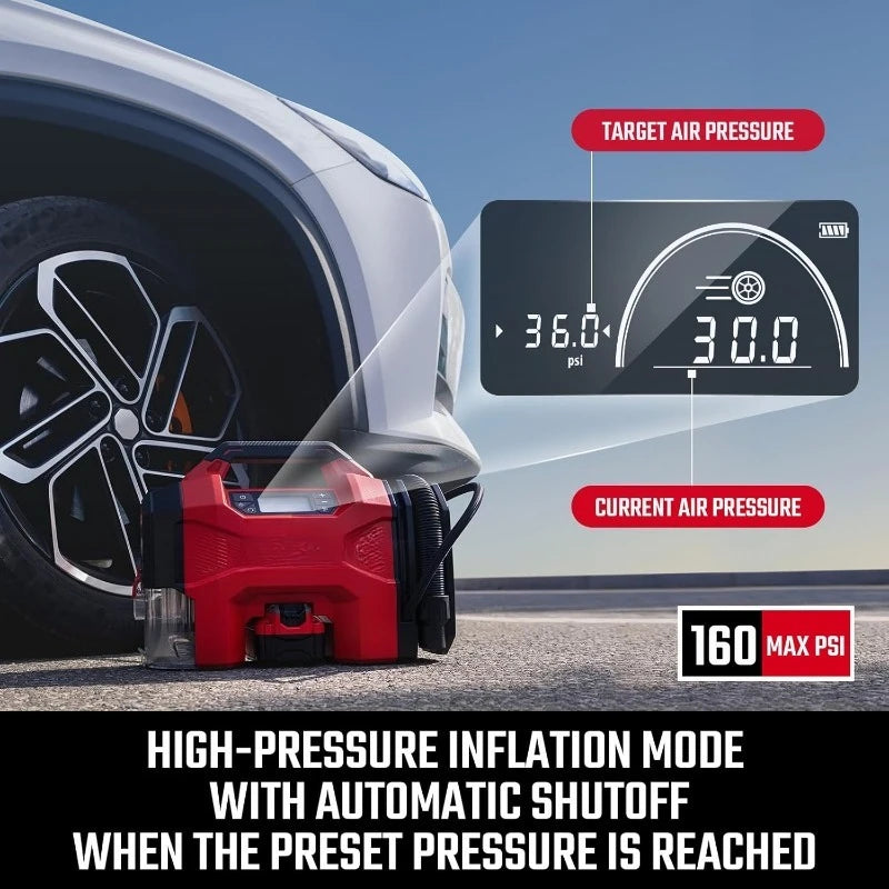 3-in-1 Tire Inflator, 160PSI Portable Air Compressor/Car Vacuum/Dust Blower, 20 image 2