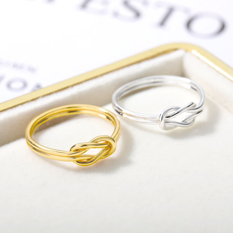 Knot Infinity Rings For Women Girls Gold Color Stainless Steel Heart  Finger Ri image 11