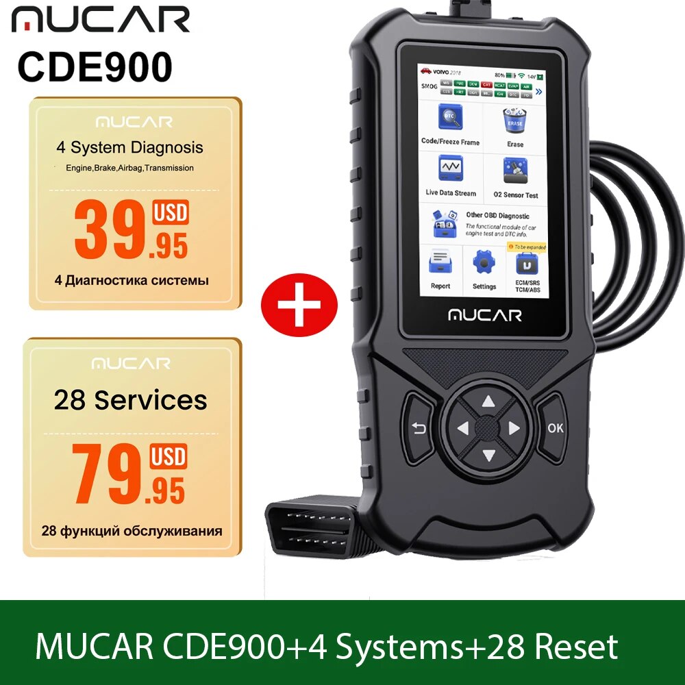 MUCAR CDE900/cde900 Pro OBD2 Diagnostic Tool Auto obd Scanner Brake Airbag Tran image 2
