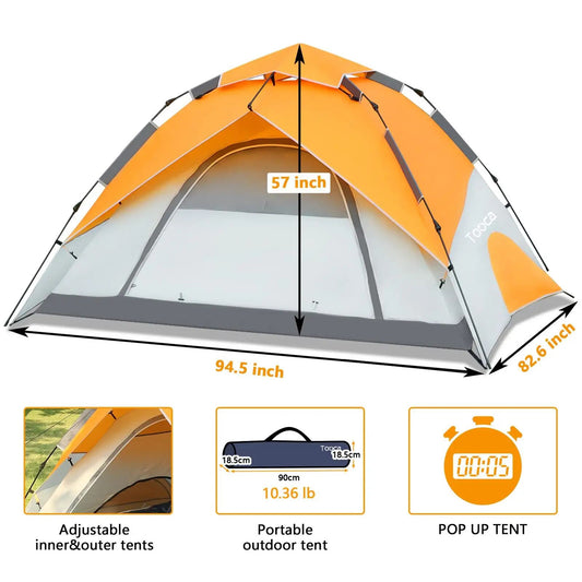 4 Person Automatic Camping Tents Family Outdoor Instant Setup Tent 4 Season Win image 0