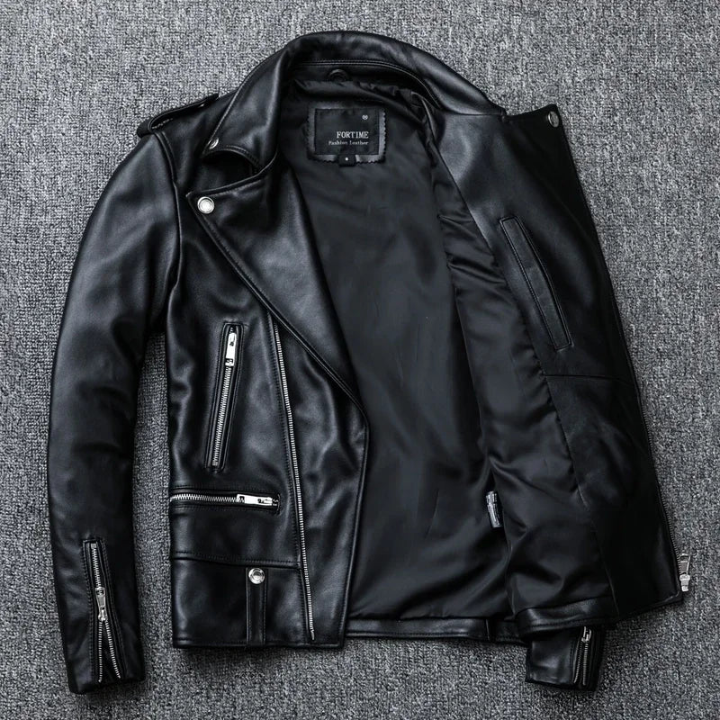Spring Classical Perfecto Jacket Genuine Leather Motorcycle Jackets Men New Zea image 3