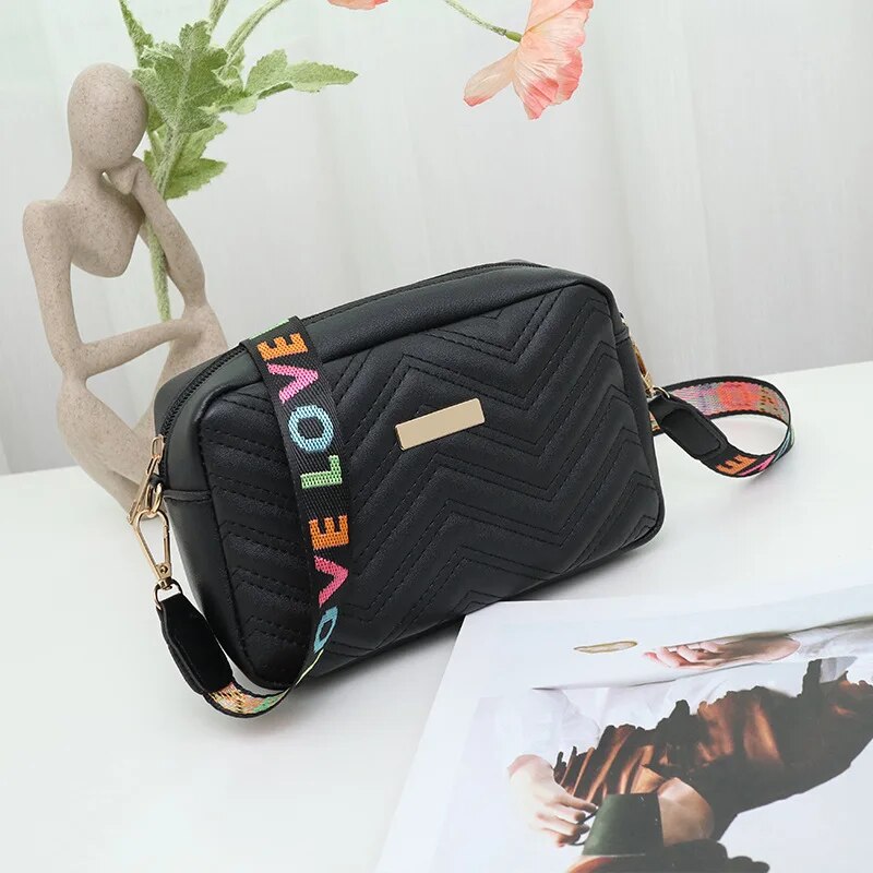 Rilibegan Embroidered Camera Bag PU Material Casual Small Square Bag Versatile image 3