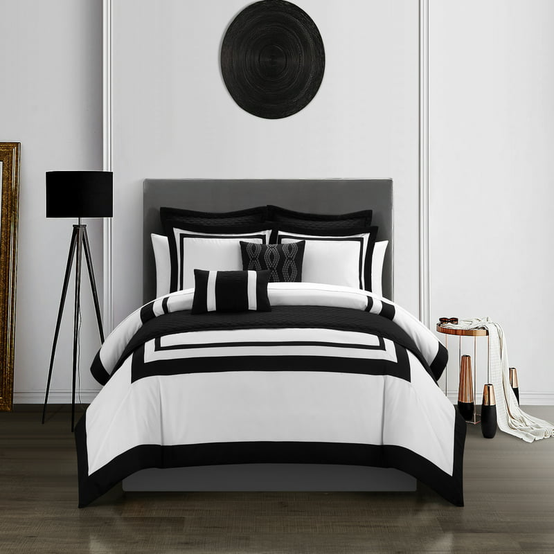 Golda 6-Piece Color Block Comforter Set, Twin, Gray  For Adults image 1