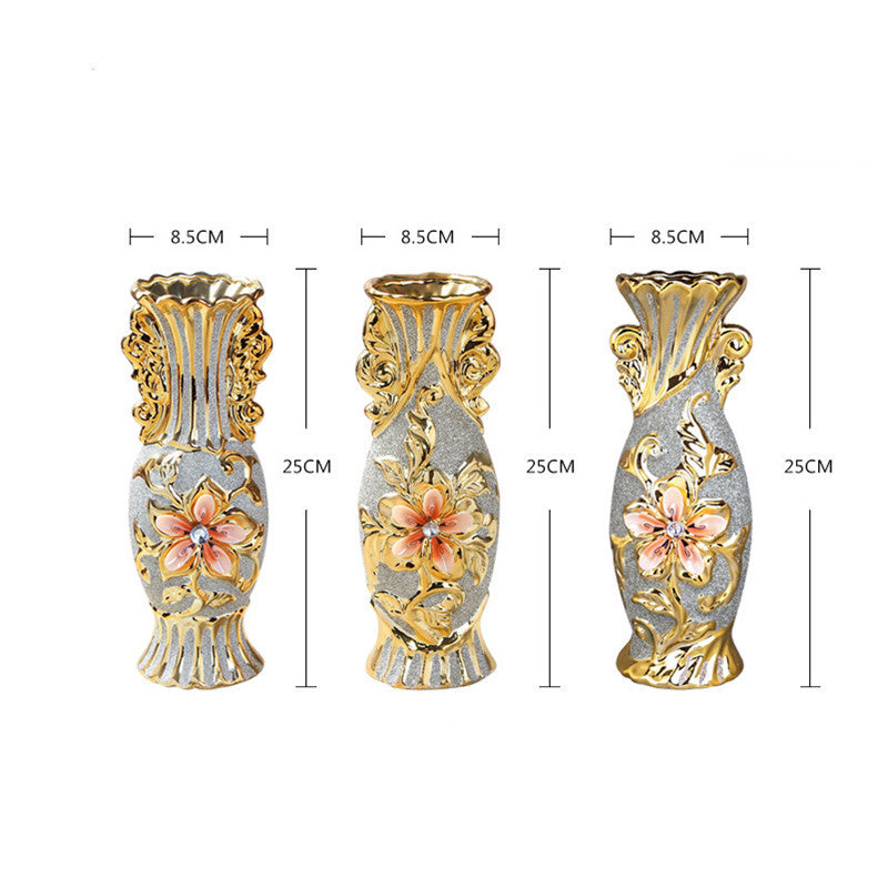 European Gold Plated Frost Porcelain Vase Vintage Advanced Ceramic Flower Vase  image 9