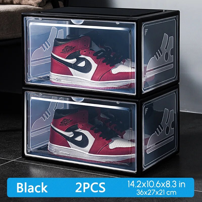 2pack AJ Sneakers Box Hardened plastic shoe box Stackable Cabinet Storage Box h image 1