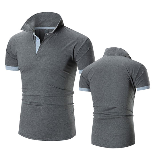 Summer New Men's Collar Hollow Short-sleeved Polo Shirt Breathable Business Fas image 0