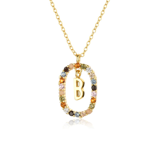 KIKICHICC 925 Sterling Silver Gold Letters E K T Alphabet Initial Long Chain Ne image 0