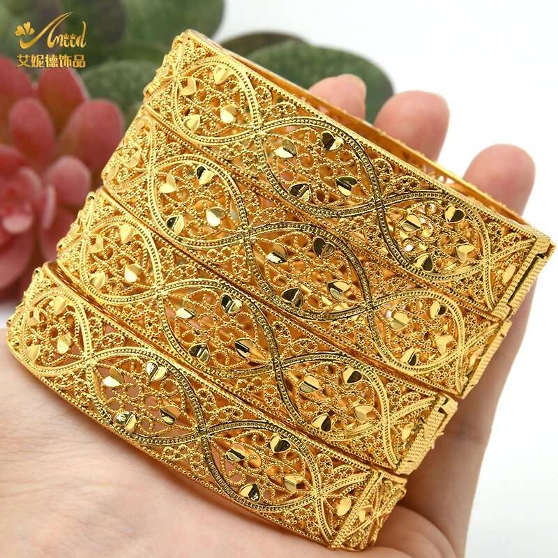 ANIID Dubai Bangles 24K Gold Color African Bracelet For Women Wholesale Designe image 6