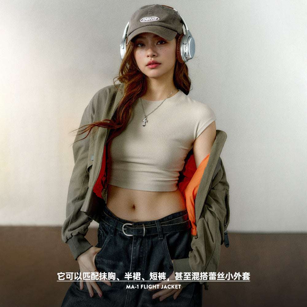 Maden Women’s Bomber Jacket MA1 Winter Fashion Streetwear Retro Varsity Jacket image 2