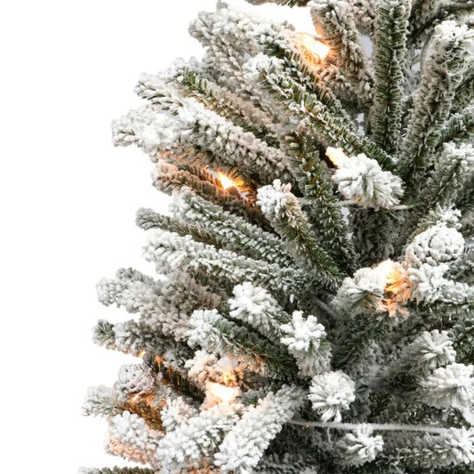 Pre-Lit 3' Flocked Fir Artificial Christmas Tree with Pines Cones and 50 Lights image 0