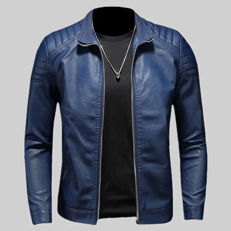 2024 Spring Moto Pu Leather Jacket Men Motorcycle Leahter Jacket Male Stand Col image 0