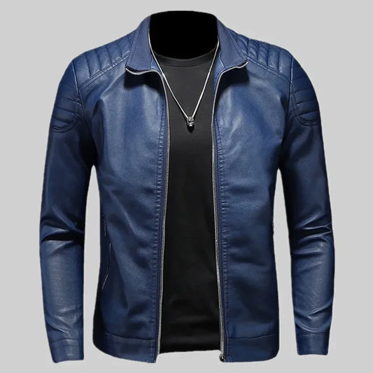 2024 Spring Moto Pu Leather Jacket Men Motorcycle Leahter Jacket Male Stand Col image 0