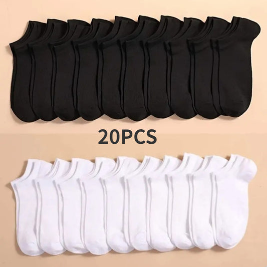 10 Pairs Unisex Casual Plain Color Boat Socks Thin Breathable Comfy Anti Odor S image 0