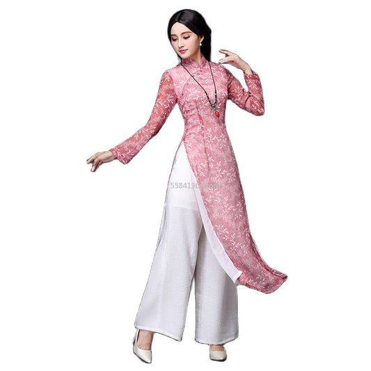 2024 aodai vietnam cheongsam qi pao chinese dress for women traditional cotton  image 0