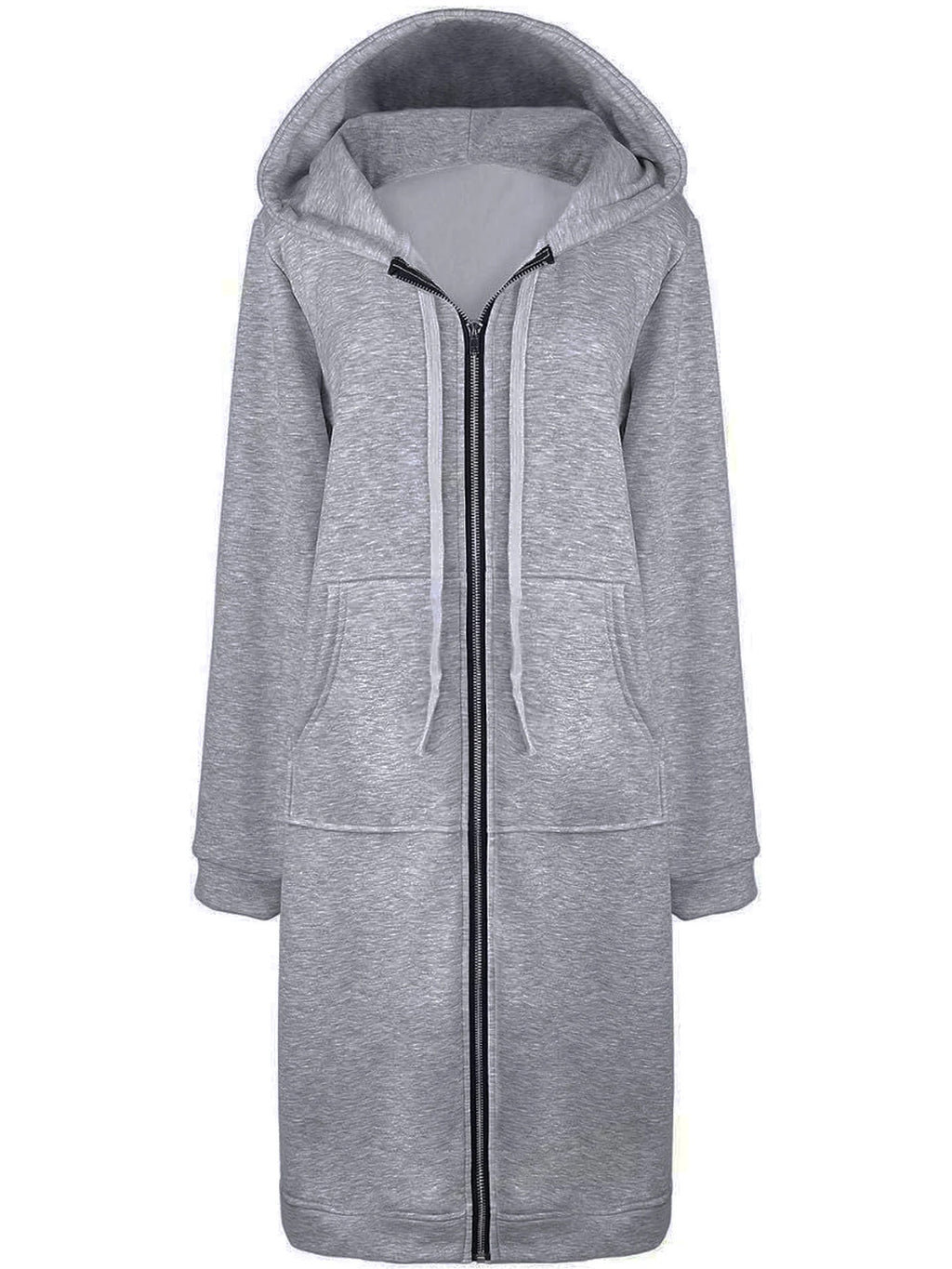 Once 2023 Casual Women Long Hoodies Sweatshirt Coat Zip Up Outer Wears Hooded J image 4