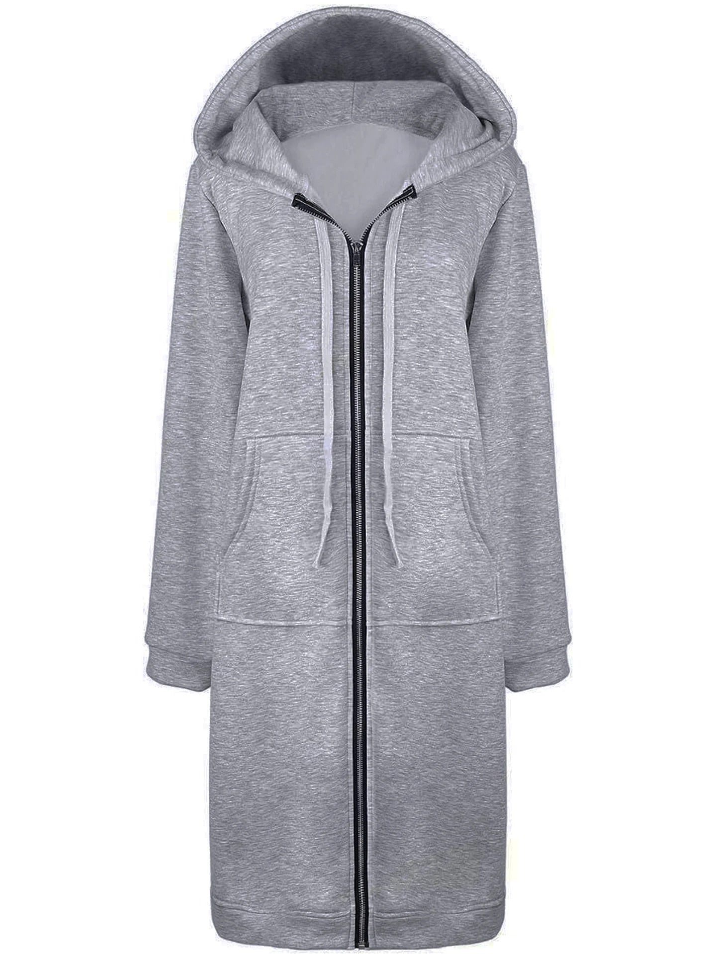 Once 2023 Casual Women Long Hoodies Sweatshirt Coat Zip Up Outer Wears Hooded J image 4
