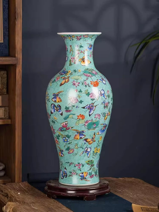 36cm Jingdezhen ceramic pink vase, minimalist home, living room, TV cabinet, an image 0