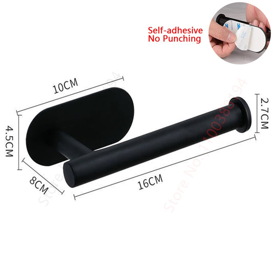 Adhesive Toilet Paper Holder Wall Mount For Bathroom Kitchen Silver Gold Black  image 0
