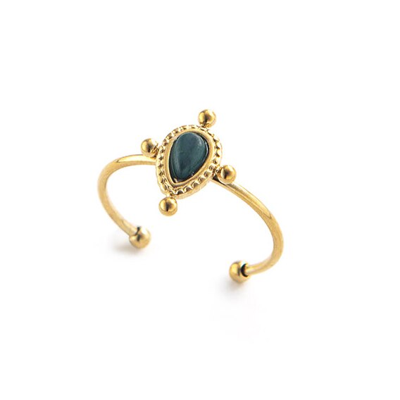 Creative Gold Plated Stainless Steel Rings for Women Simple Geometric Round Nat image 12