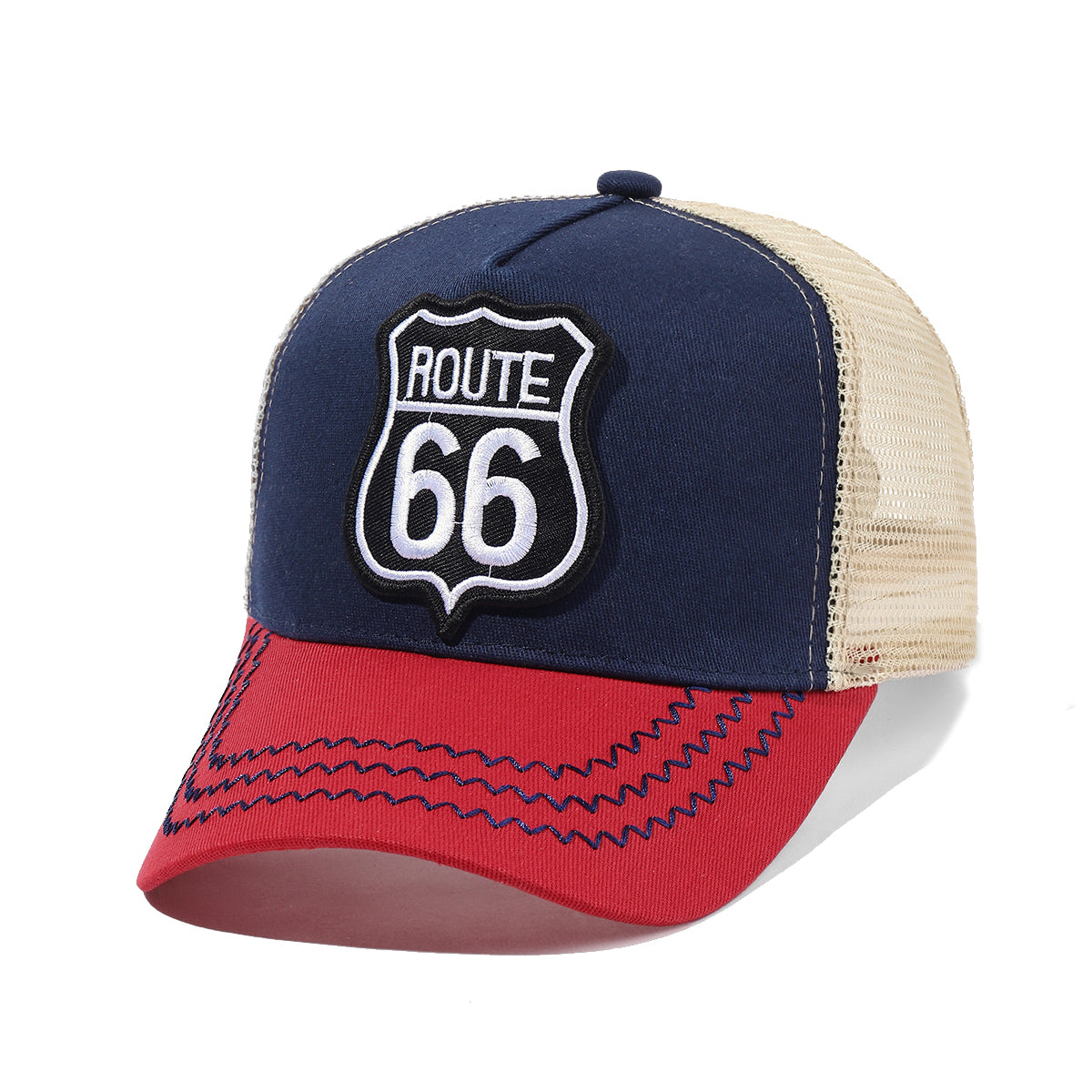 ROUTE 66 Baseball Cap Spring Autumn  Mesh Snapbac Hat For Women Men Trucker Hat image 1