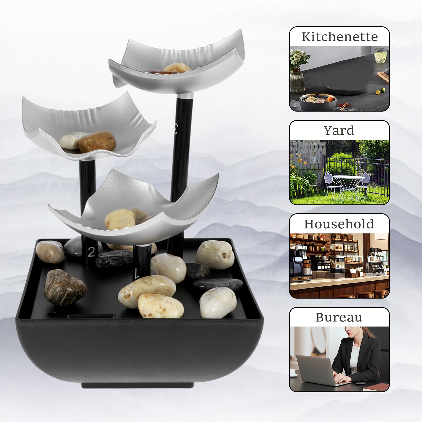 Tabletop fountain office feng shui wealth ornament meditation waterfall fountai image 7